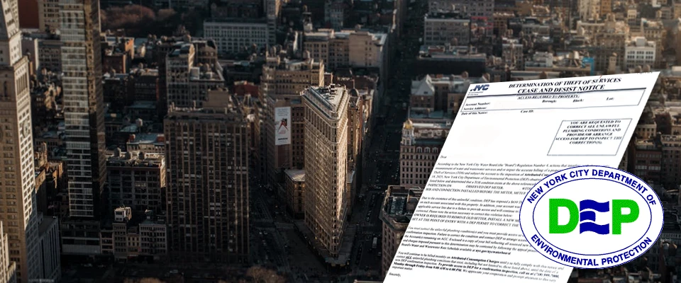 DEP Violation Determination of Theft of Services Cease & Desist Notice Corrections in Brooklyn & NYC